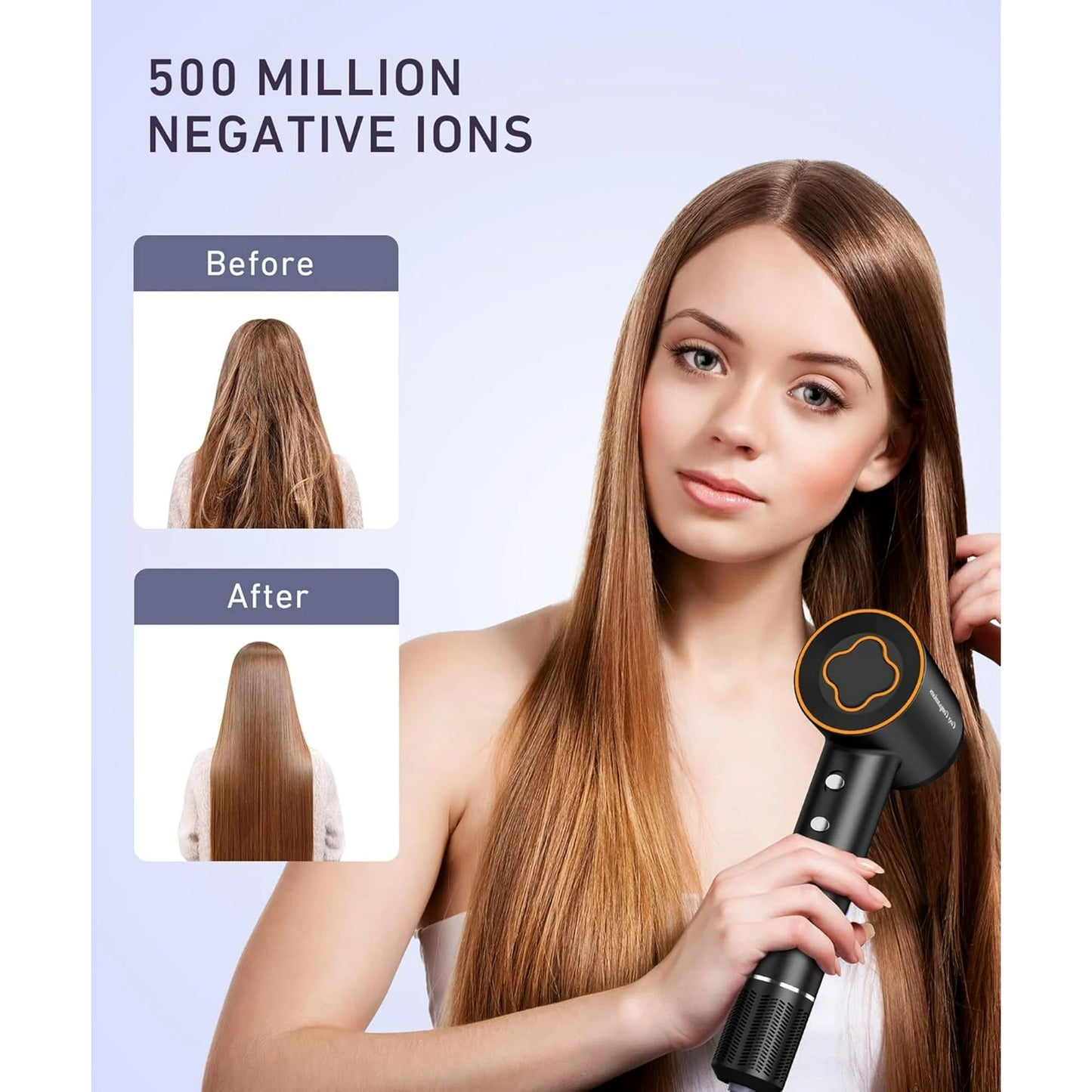 Hair Dryer - 150000 RPM High-Speed Brushless Motor Negative Ionic Blow Dryer for Fast Drying, Low Noise Thermo-Control Hair-Dryer-with-Diffuser and Nozzle