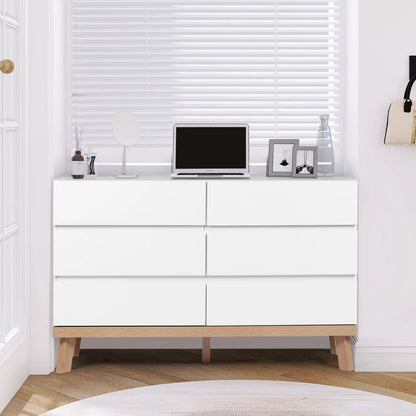 AODAILIHB Modern Dresser 6 Drawer, Wood Organizer with Wide Storage Space, Organizer Large Storage Cabinet