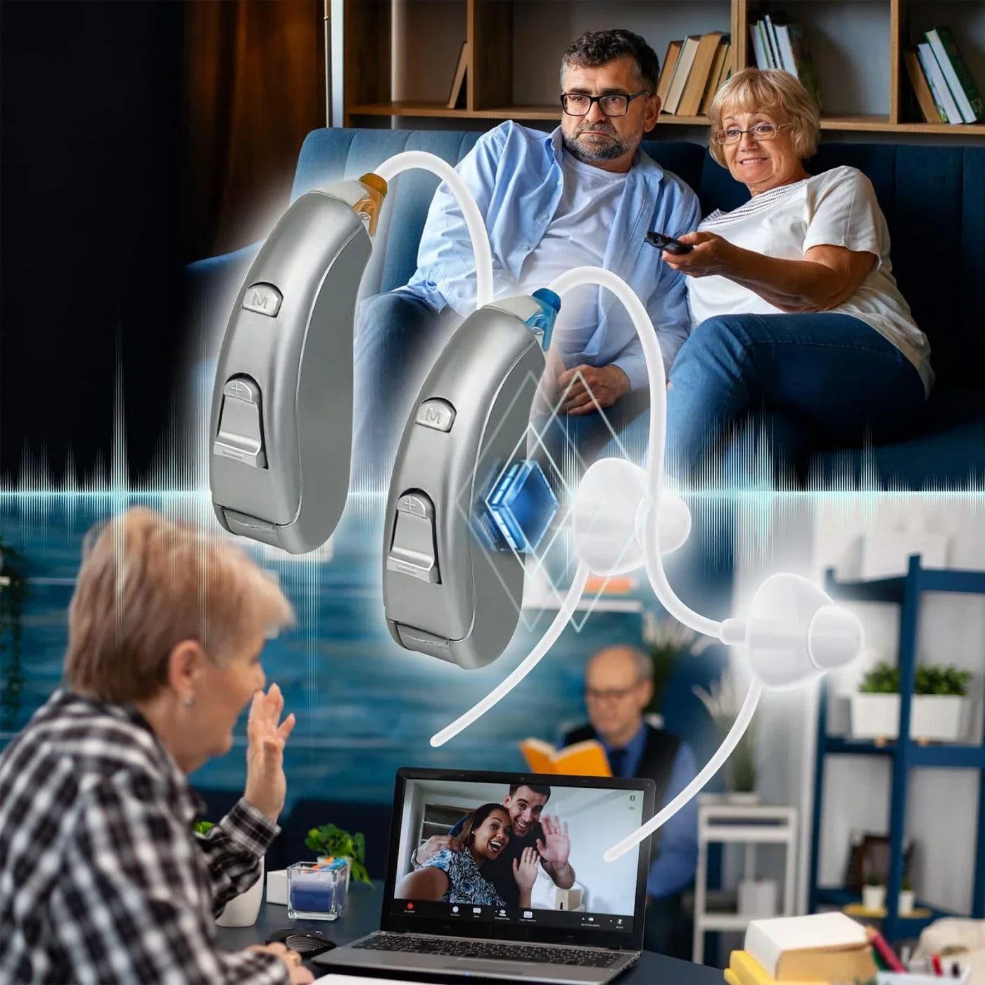 Delmicure Hearing Aids VHP-702 with Replaceable Battery for Seniors, BTE Sound Device with Adjustable Volume and Mode