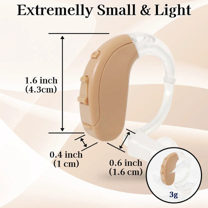 Delmicure Hearing Aid - Rechargeable Digital Hearing Amplifier for Adults: BTE Device with Adjustable Volume, Clear Voice with Noise Cancelling Chip, Lightweight Design, Clear Sound, Beige 703S