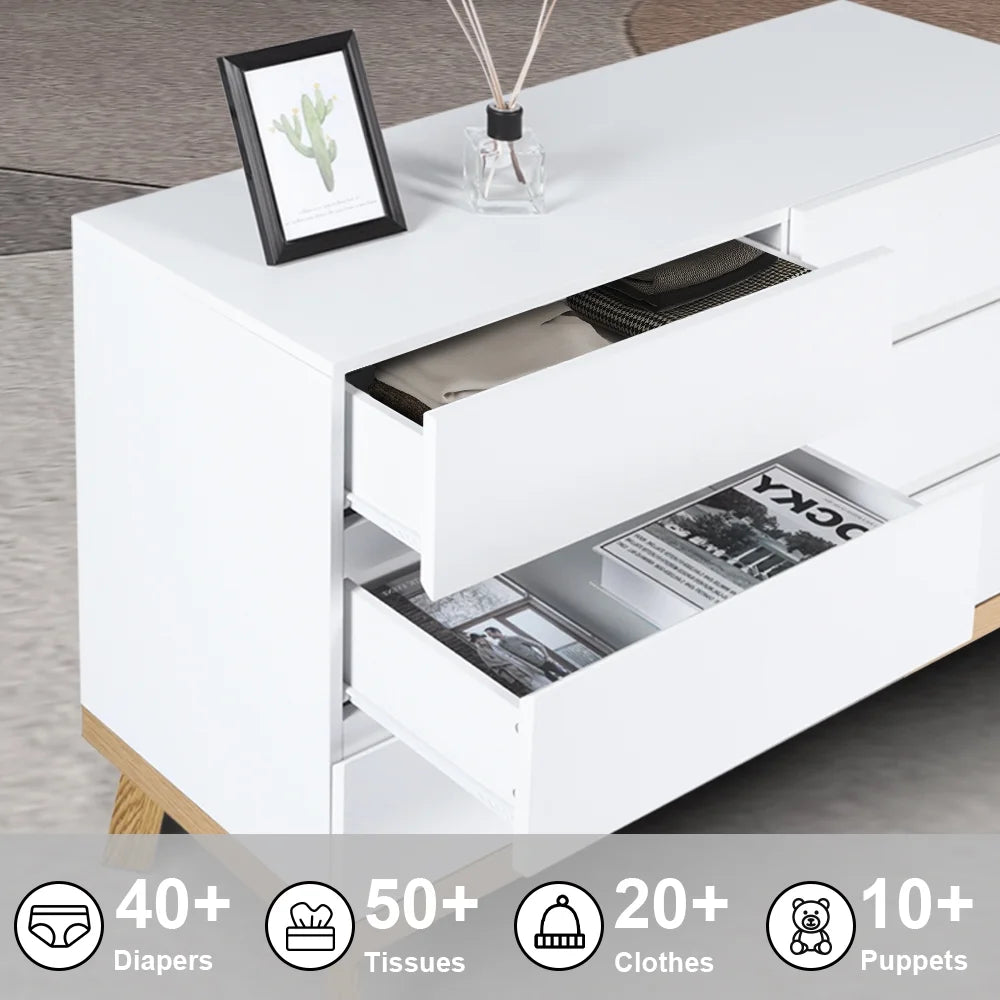 AODAILIHB Modern Dresser 6 Drawer, Wood Organizer with Wide Storage Space, Organizer Large Storage Cabinet