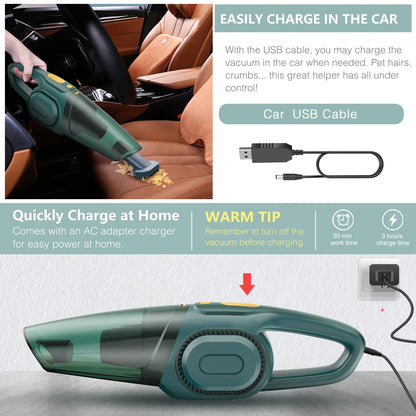 KOSIY Cordless Hand Vacuum 8kpa Powerful Portable Car Vacuum Cleaner for Car Wet and Dry Clean