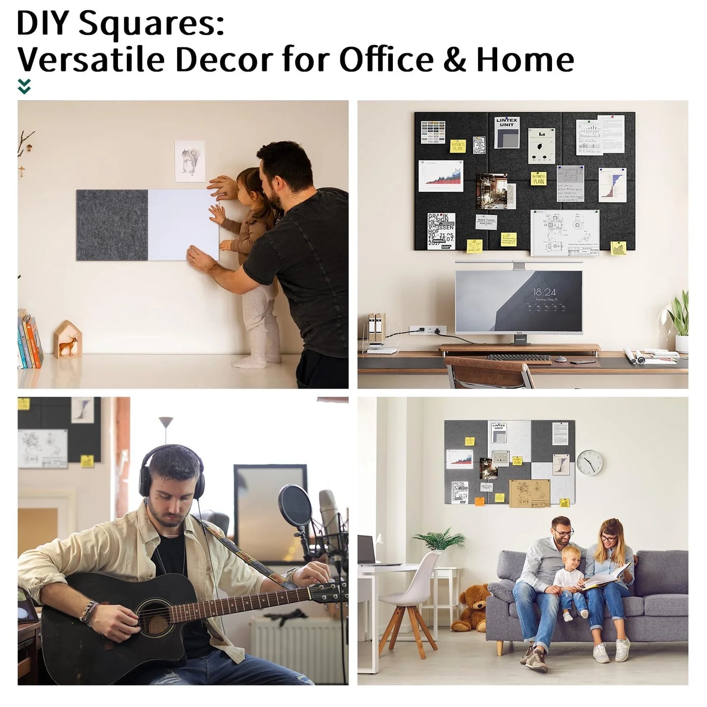 VANCORE Cork Board Felt Thickened Board Tiles for Walls with 45 Push Pins, Pin Board Notice Boards for Home Office Kitchen, Bulletin Board Wall Tiles for Photos Memos, Pack of 6