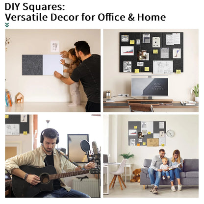 VANCORE Cork Board Felt Thickened Board Tiles for Walls with 45 Push Pins, Pin Board Notice Boards for Home Office Kitchen, Bulletin Board Wall Tiles for Photos Memos, Pack of 6