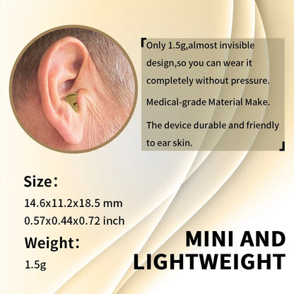 Delmicure Hearing Aid VHP-603 for Seniors: In-Ear Sound Amplifier with Noise Cancelling for Adults with Replaceable Battery, Beige