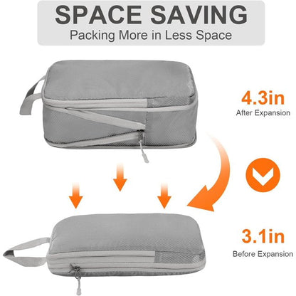 HOYUFEI Compression Packing Cubes - 4 Piece Ultralight Suitcase Organizers - Travel Essentials for Luggage - Durable Organizer Bags Set (Gray)