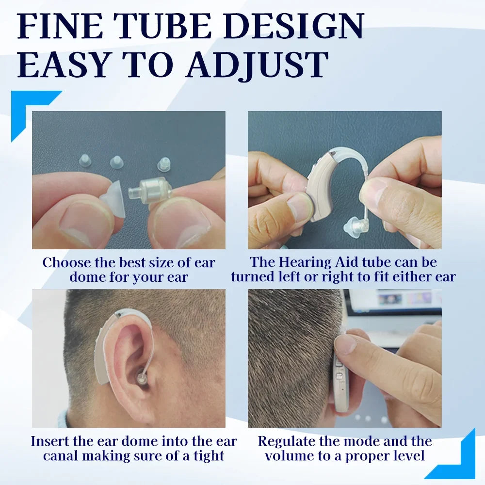 Delmicure Hearing Aids VHP-1222 for Seniors, Rechargeable Hearing Amplifiers for Adults, Mini Speaker, Binaural Digital Sound Device (Gold)