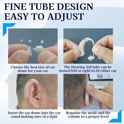 Delmicure Hearing Aids VHP-1222 for Seniors, Rechargeable Hearing Amplifiers for Adults, Mini Speaker, Binaural Digital Sound Device (Gold)