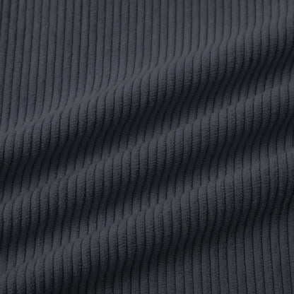 HOYUFEI Mens Corduroy Shirt Lapel Collar Button Up Pullover Mock Neck Long Sleeve Sweaters Polo Sweatshirts with Elbow Patches